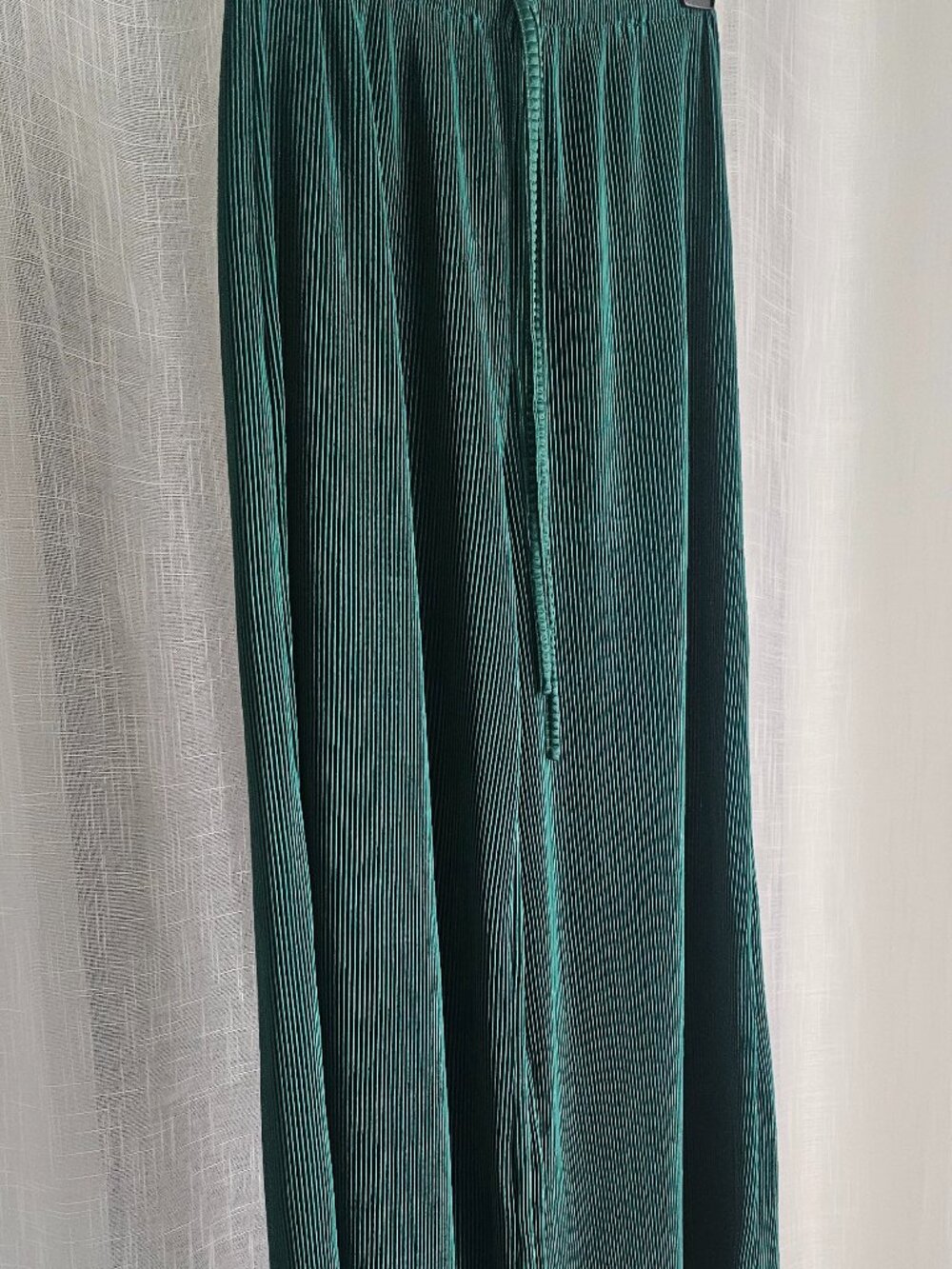 Women's Tie Waist Plisse High Waist Wide Leg Pants Green Size US 2 NEW